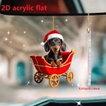 Christmas Dachshund Dog Acrylic Ornament - 2D Car Rearview Mirror & Tree Decoration Perfect For Holiday Home & Party Decor