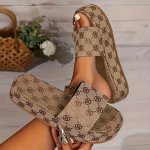 Elegant Women's Slide Sandals - Breathable Thick Sole With Open Toe Design Fashionable Floral Print Easy Slip-on Comfortable Fab