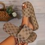 Elegant Women's Slide Sandals - Breathable Thick Sole With Open Toe Design Fashionable Floral Print Easy Slip-On Comfortable Fabric Lining
