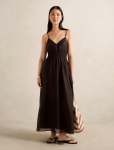 Gina Gathered Waist Midi Dress - 16 Chocolate Mousse