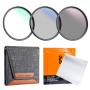 K&f Concept 67MM UV+CPL+ND4 Filter Kit Incl. Cloth & Bag
