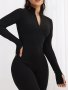 Women's Jumpsuit Round Neck Invisible Zipper Sports Fitness Jumpsuit Without Chest Pad