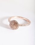 Rose Gold Round Diamante Ring - M l