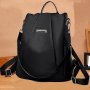 Chic Women's Large Capacity Nylon Backpack With Adjustable Straps - Perfect For Travel & School