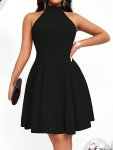 Women's Sleeveless Athletic Dress Round Neck Stretch Fit Casual Sporty Style Solid Color Perfect For Outdoor Activities And Gym