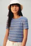 Rib-knit Top - Blue & White Striped