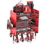 Llddhhww 4-LAYER Power Tool Organizer Wall Mount Tool Organizers And Storage With 4 Drill Bit Holders Heavy Duty Tool Organizers