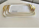 Serving Tray BONZ3TOP Dinner Plate Pack Of 3 3 Piece Elegant Multi-purpose Rectangular Large Capacity Serving Tray Serving Dish
