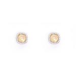 Silver Tone Square Earrings With Two Toned Crystal