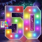 Marquee Numbers Colorful 50TH Birthday Decoration: 4FT Large Light Up 50 Year Old Birthday Decorations Anniversary Backdrop Card