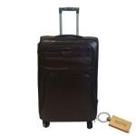 Smte Premium Leather Suitcase Small 55CM With Smte Keyring 1 Piece Dark Brown With Keychain
