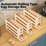 4-TIER Slide-out Refrigerator Egg Storage Organizer - Durable Plastic Non-electric Stackable Kitchen Egg Holder Space-saving Aut