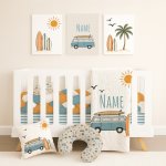 Blue Surfer Dude Cot Bedding Set