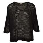 Holey Batwing Knit Top - Black Free
