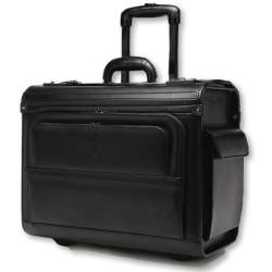Leather Laptop Pilot Case With 4 Wheels