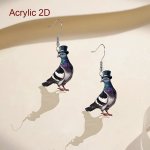 Cute Pigeon Acrylic Drop Earrings For Women Fashionable 2D Bird Dangle Earring Simple Daily Wear Iron Ear Hook No Plating No Mos