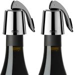 Owo Stainless Steel Wine Bottle Stopper Reusable Wine Saver With Silicone Seal Decorative Bottle Sealer Keeps Fresh Metal Black