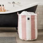 Canvas Laundry Storage Bag Broad Stripe Dusty Pink