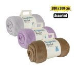 Blanket Flannel Fleece 200X200CM Asstd
