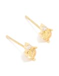 Waterproof Stainless Steel November Cubic Zirconia Duo Stud Earrings