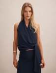 Gianna Wrap Halter Top - 16 Deep Blue Co-ord