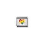 Composable Classic Link Rose Gold Heart Rainbow