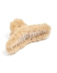 Tweens Brown Playful Fluffy Fabric Claw Clip