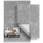 Hearth & Harbor Bathroom Rugs Chenille Bath Mat - Machine Washable Bath Mats For Bathroom Non-slip Backing Rubber Quick Dry Bath