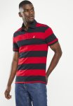 Polo Mens Stripe Short Sleeve Golfer - Red & Navy