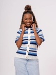 Striped Knit Collared Cardigan - XS Assorted