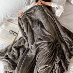 Deluxe Sherpa Flannel Blanket Ash Grey - 200X230CM