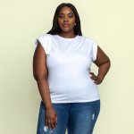 Plus Size Joy & Ash Shoulder Pad Tee - White