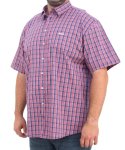 Mens Short Sleeve Check Shirt - 10XL Navy red