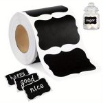 1 Roll Of 120 Black Reusable Waterproof Label Stickers Kitchen Pantry Wavy Sticker Labels Suitable For Containers Jars Condiment