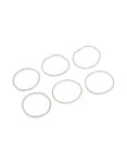 Gunmetal Silver Diamante Stretch Bracelets 6-PACK