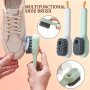 Ergonomic Long-Handle Shoe Brush With Built-In Soap Dispenser - Gentle Soft Bristles For Easy Cleaning Ideal For Shoes Boots & Jewelry