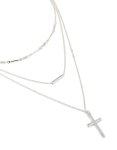 Silver Plated Bar & Cross Layered Necklace