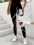 Portrait Print High Waist Leggings Casual Skinny Stretchy Leggings For Every Day Women's Clothing