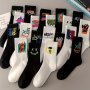 10 Pairs Graffiti Print Socks Street Style Soft Unisex Mid Tube Socks For Fall & Winter Women's Stockings & Hosiery