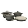 7-PIECE Cast Iron Cookware Set - 3 Casserole Pots With Lids