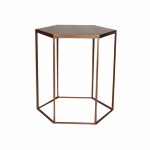 Hex Metal Side Table Gold Bronze