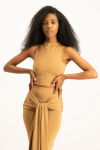 Hazel High Neck Crop Top - Toasted Coconut - XS