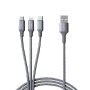 Romoss 3IN1 Lightning Charge Sync|micro USB |type C To USB 1M Cable - Space Grey