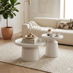 Modern White Round Coffee Table Set