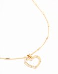 Goldair Gold Tab Diamante Open Heart Necklace