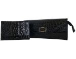 Fino Patent Faux Leather Clutch Bag With Shoulder Trap And Purse Set- Black