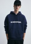 Loose Fit Printed Hoodie - Navy Blue Les Incomp Tents