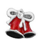FLC79 - Christmas Bells With Stone Floating Charm