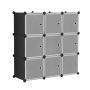 9 Cube Plastic Storage Cabinet With Doors Wardrobe Bookcase Combined Unit