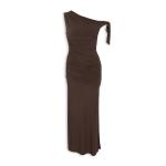Chocolate Brown Slinky Tie Dress